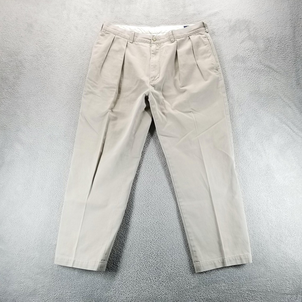 Polo Ralph Lauren Pants Mens 36x30 Beige Pleated Chino Classic‎ Baggy Trousers